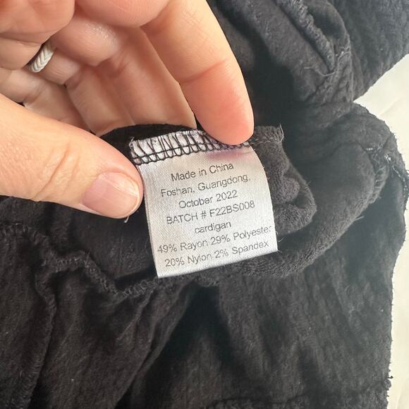 Bella & Omi Black Waffle Knit Hooded Cardigan - Size 9/10 - Picture 4 of 4